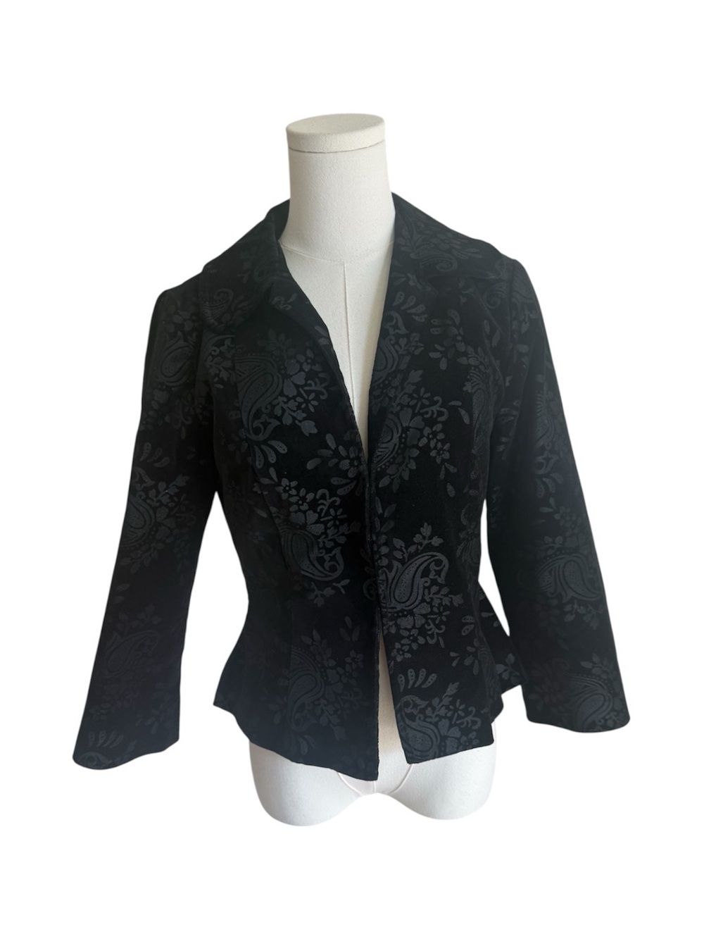 Banana Republic Y2K Black Burnout Velvet Paisley Blazer Jacket S